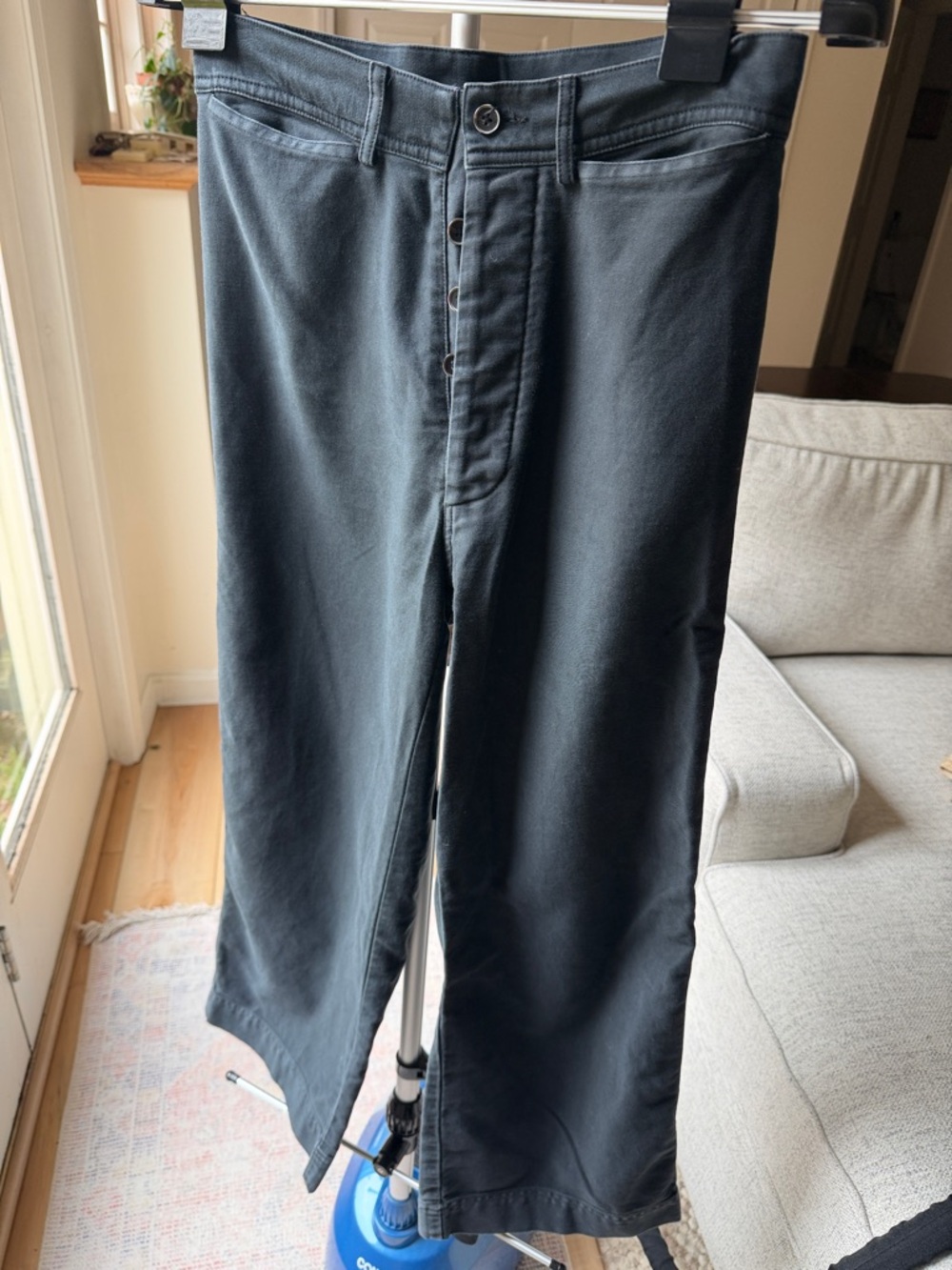 Caron Callahan Black Wide-Leg Button-Fly Jeans